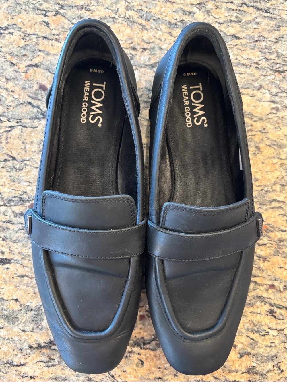 Toms Black Leather Slip-On Penny Loafers - Picture 10 of 11